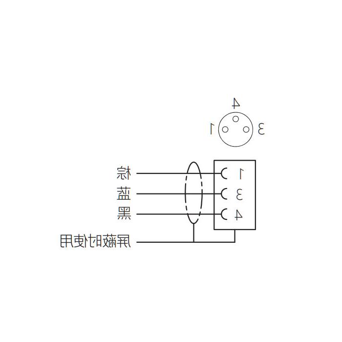 M8 3Pin, straight female, single-end precast cable, PUR material, orange sheath, 63T001-XXX